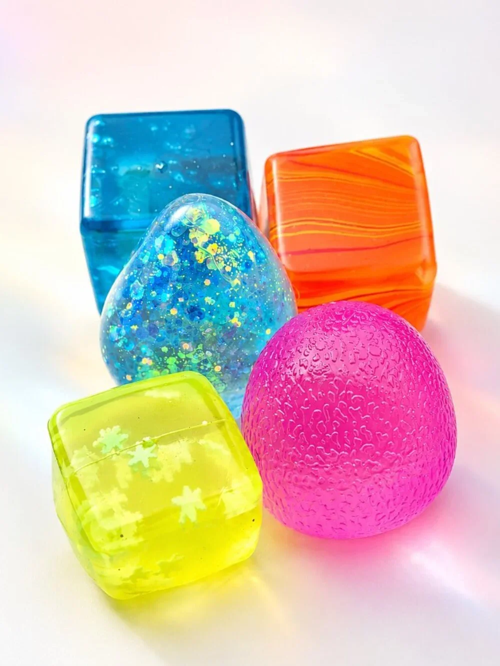 Smartoys Mini Sensory Squishy Toy Set with Storage Bag, Ages 3+, 5-Piece Random